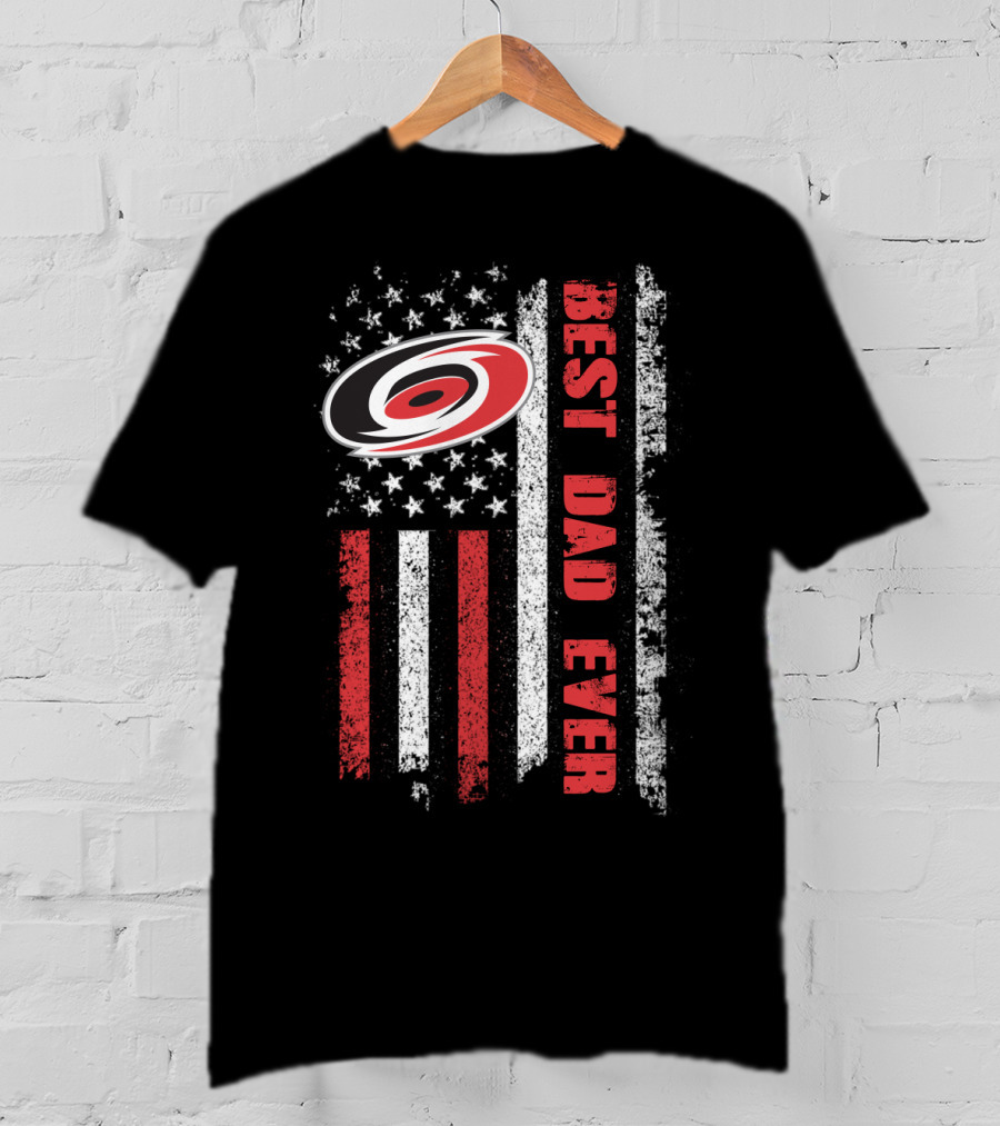 Best Dad Ever American Flag Carolina Hurricanes T-Shirt