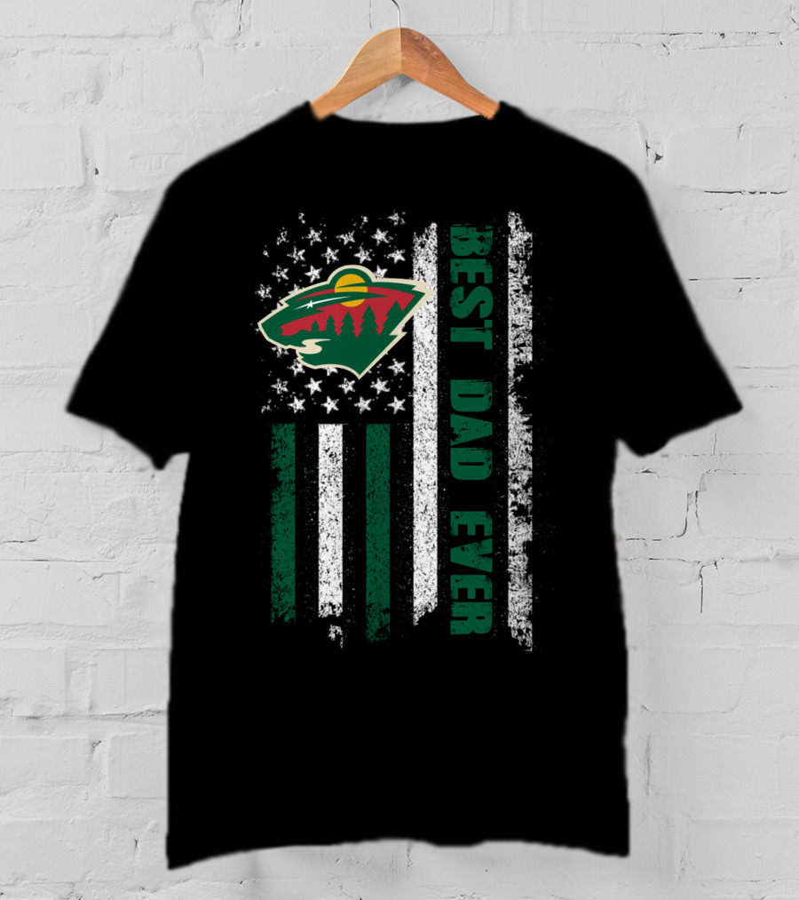 Minnesota Wild Inspired Best Dad Ever Flag T-Shirt