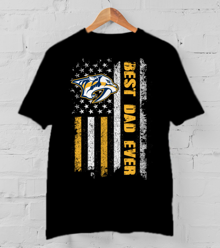 Nashville Predators Best Dad Ever Usa Flag Evd 015 T-Shirt