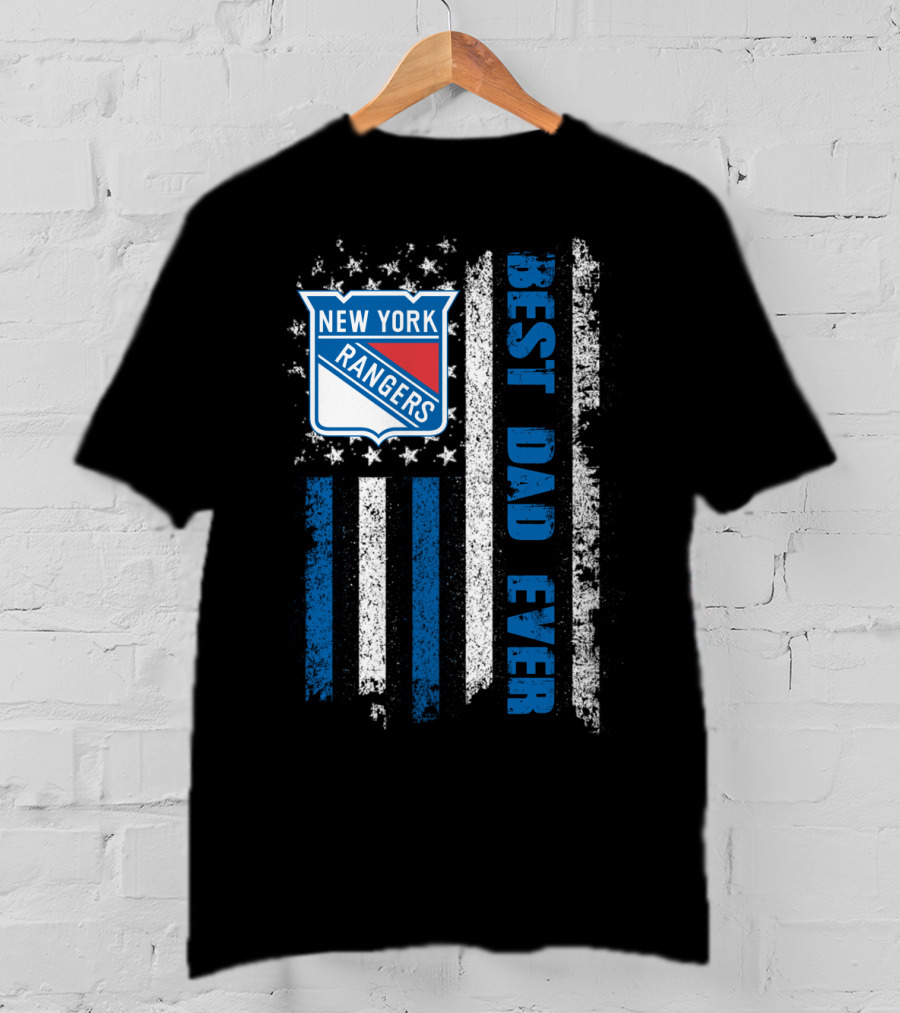 New York Rangers Best Dad Ever Stars Stripes Flag T-Shirt