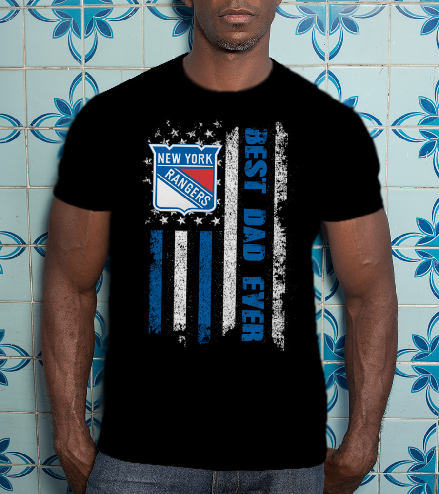 New York Rangers Best Dad Ever Stars Stripes Flag T-Shirt