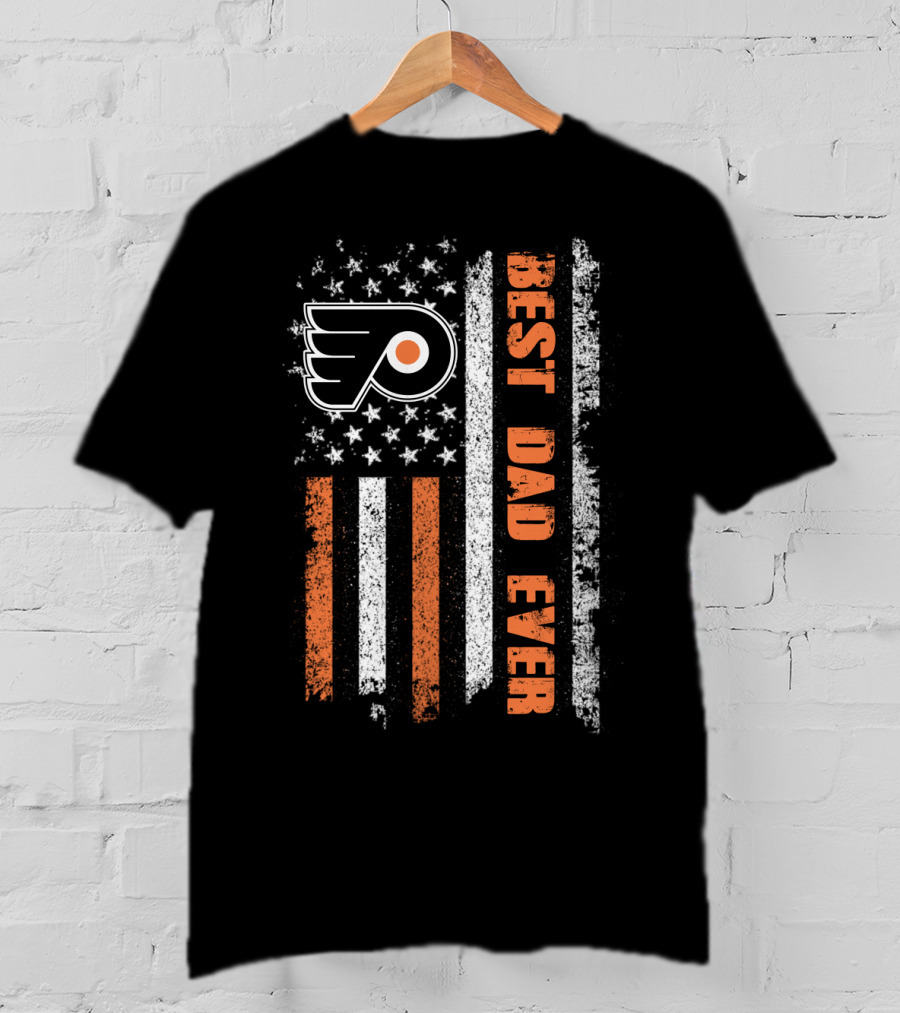 Philadelphia Flyers Best Dad Ever American Flag Distressed Style T-Shirt