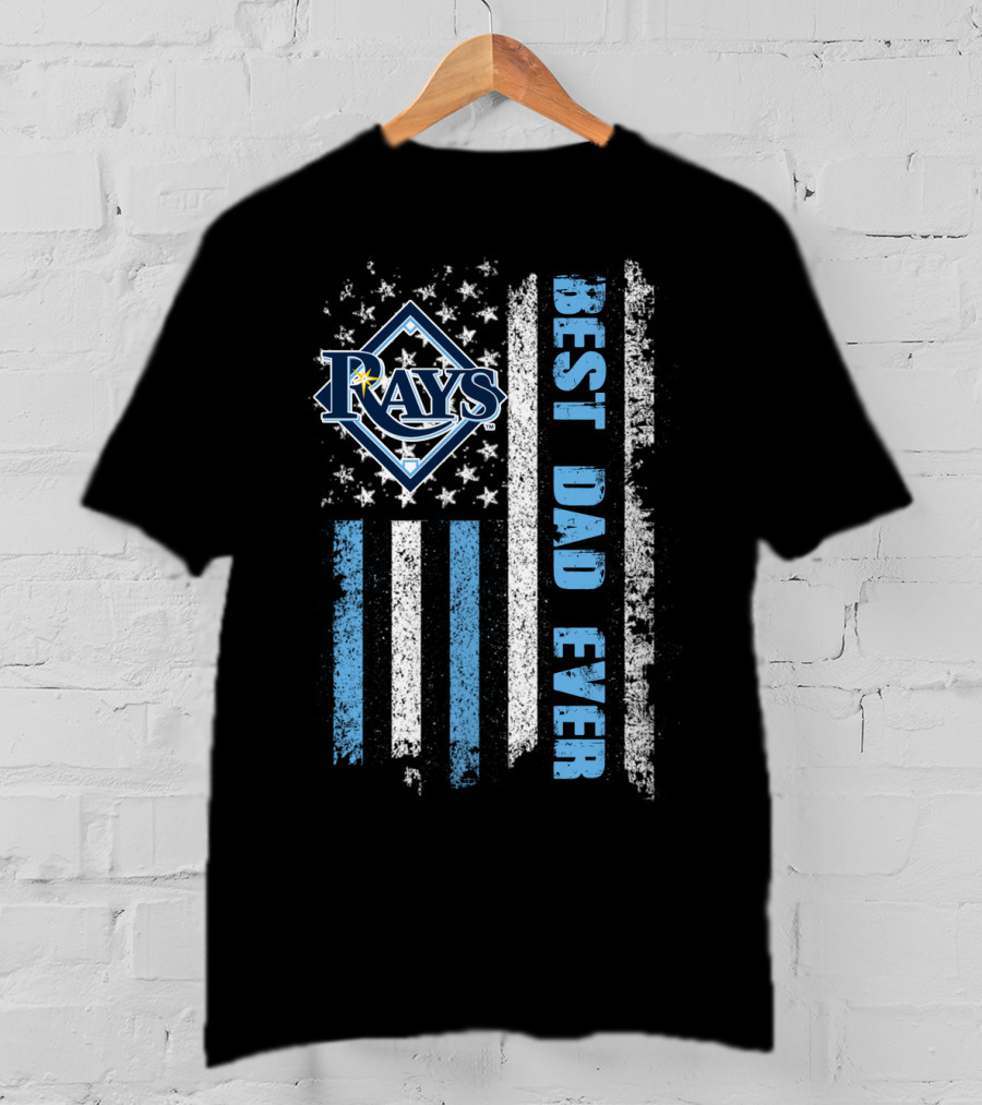Rays Best Dad Ever American Flag Blue Stripes T-Shirt