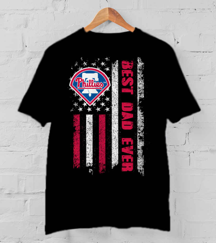 Phillies Best Dad Ever American Flag Style T-Shirt