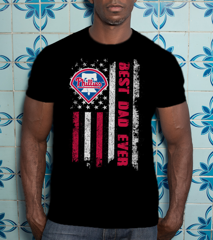 Phillies Best Dad Ever American Flag Style T-Shirt