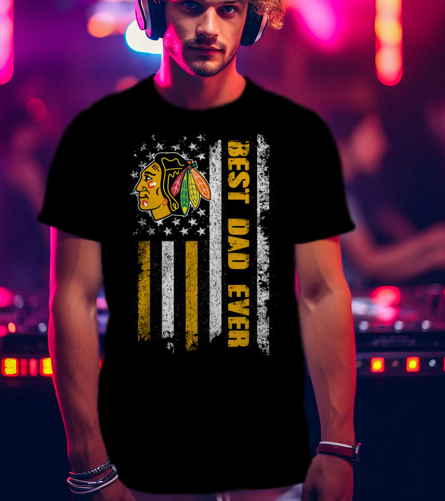Best Dad Ever Vintage Flag And Native Head T-Shirt