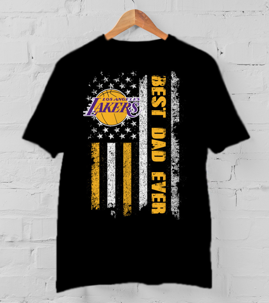 Los Angeles Lakers Best Dad Ever Flag T-Shirt