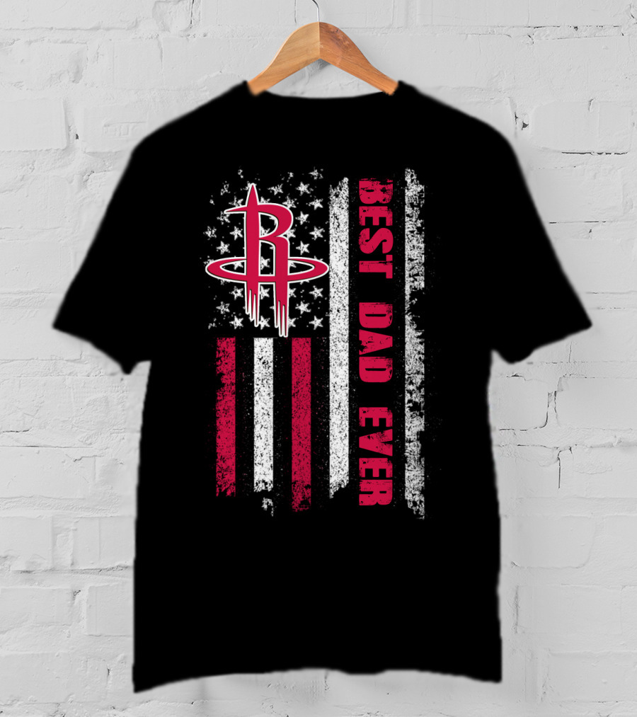 Best Dad Ever Houston Basketball Flag T-Shirt