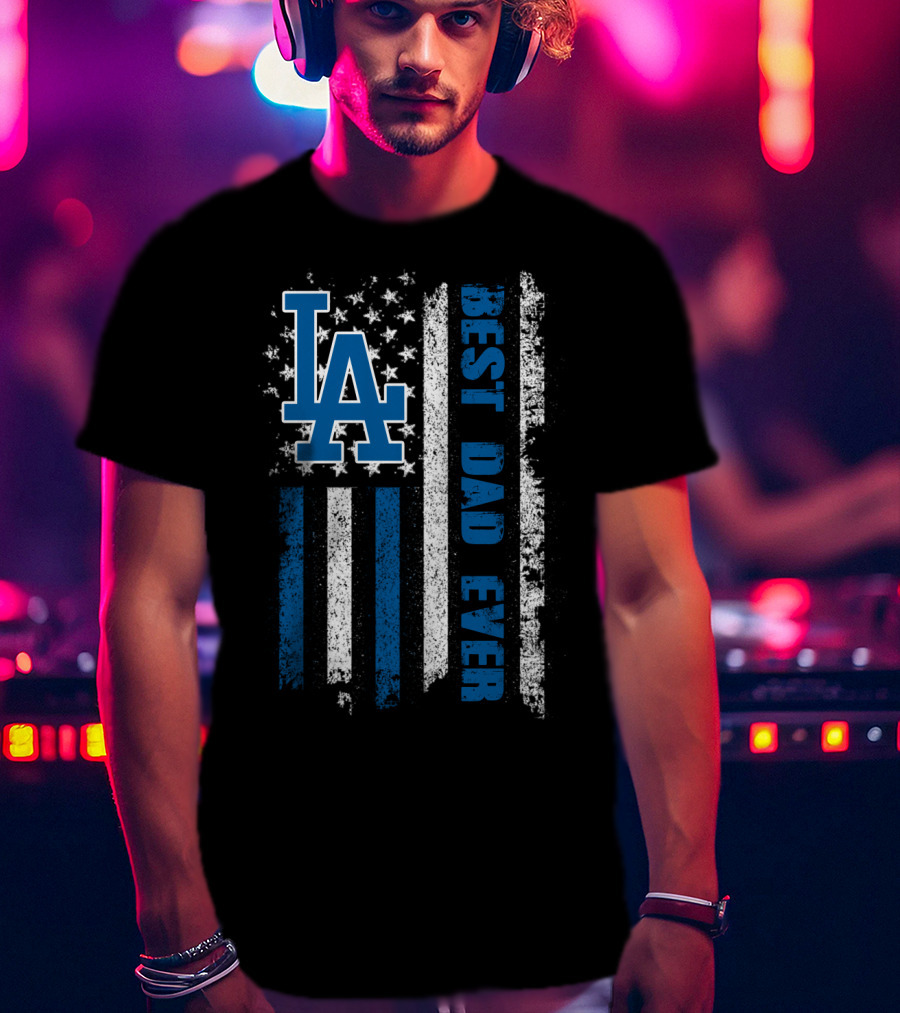La Best Dad Ever American Flag Evd T-Shirt
