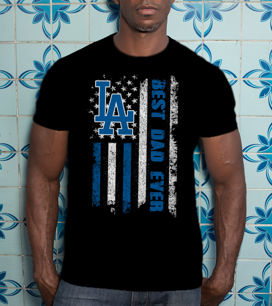 La Best Dad Ever American Flag Evd T-Shirt