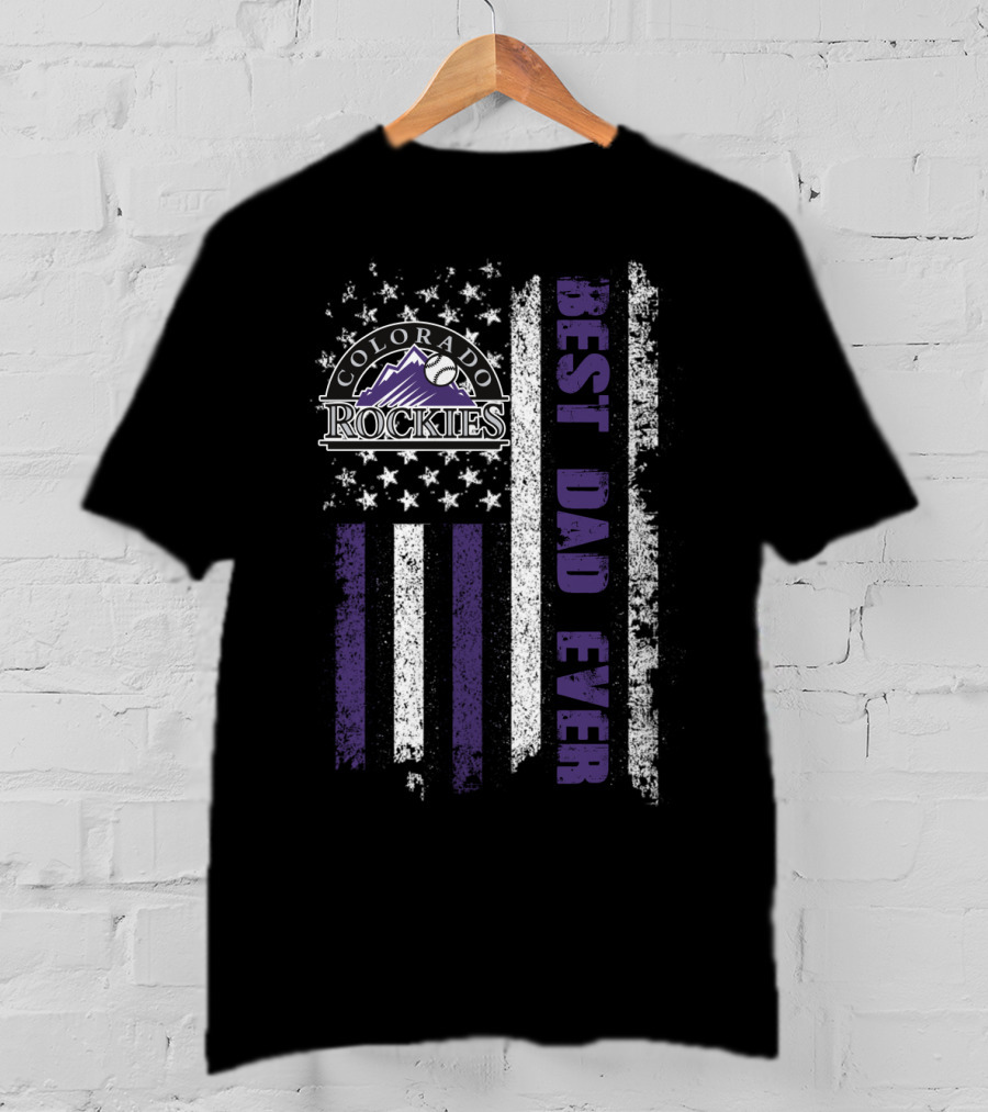 Colorado Rockies Best Dad Ever American Flag Vintage Evd 110 T-Shirt