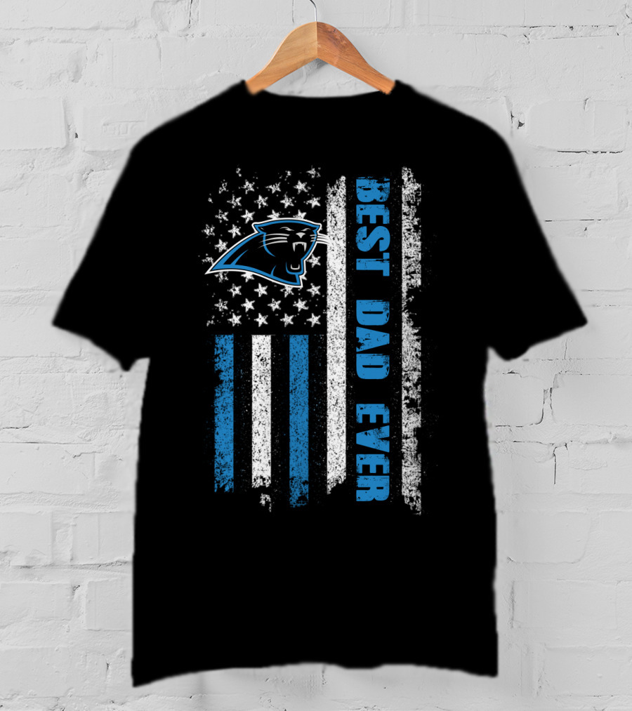 Carolina Panthers Best Dad Ever American Flag T-Shirt