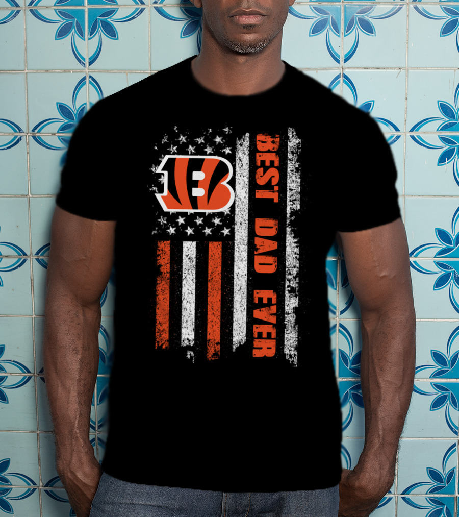 Bengals Best Dad Ever American Flag Evd T-Shirt