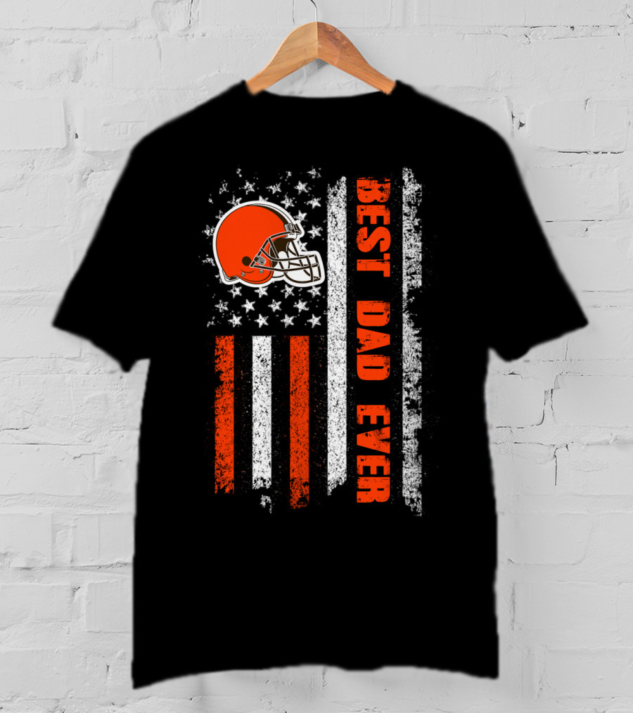 Cleveland Browns Best Dad Ever American Flag Evd 120 T-Shirt
