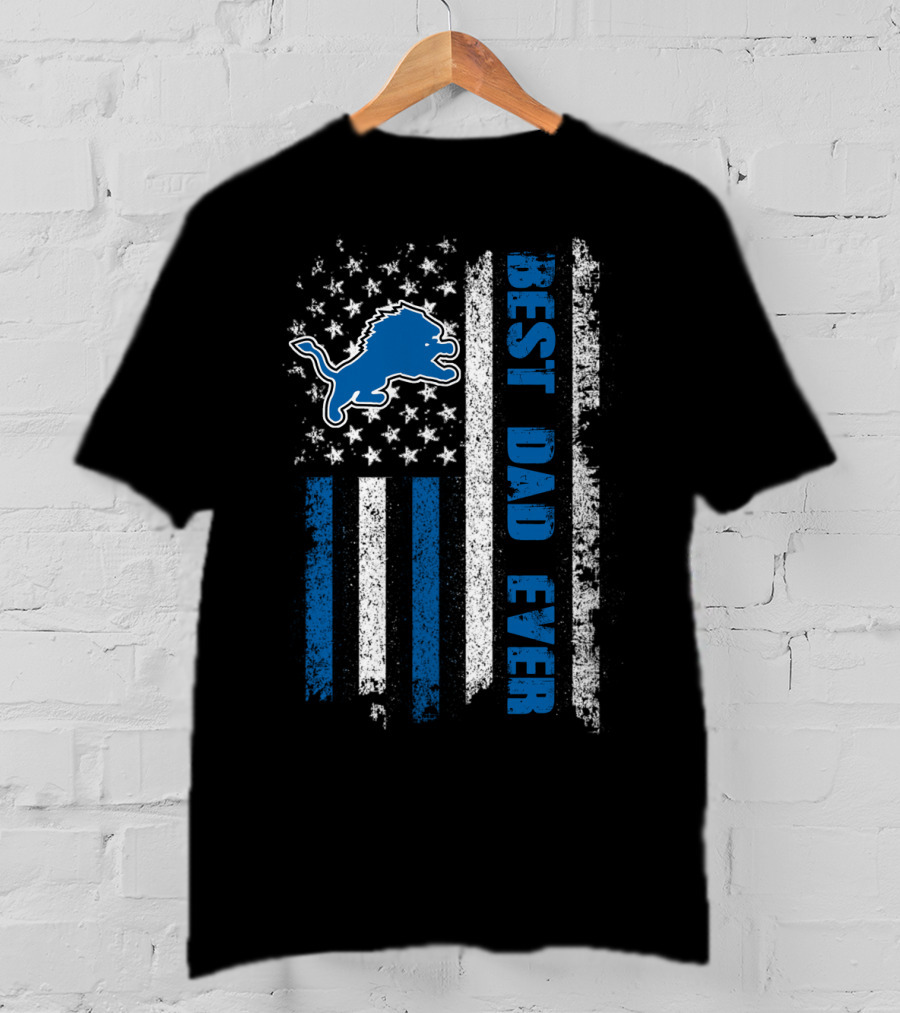 Detroit Lions Best Dad Ever Flag T-Shirt