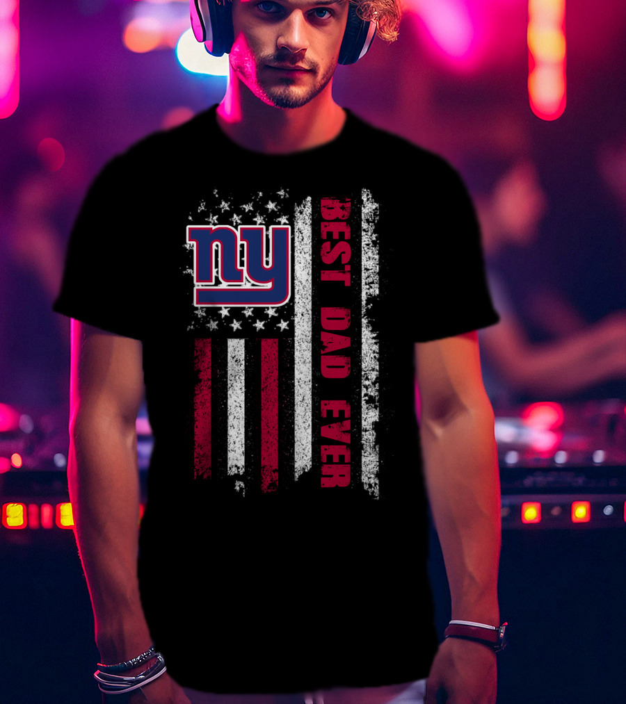 Ny Giants Best Dad Ever Stars And Stripes Evd 124 T-Shirt