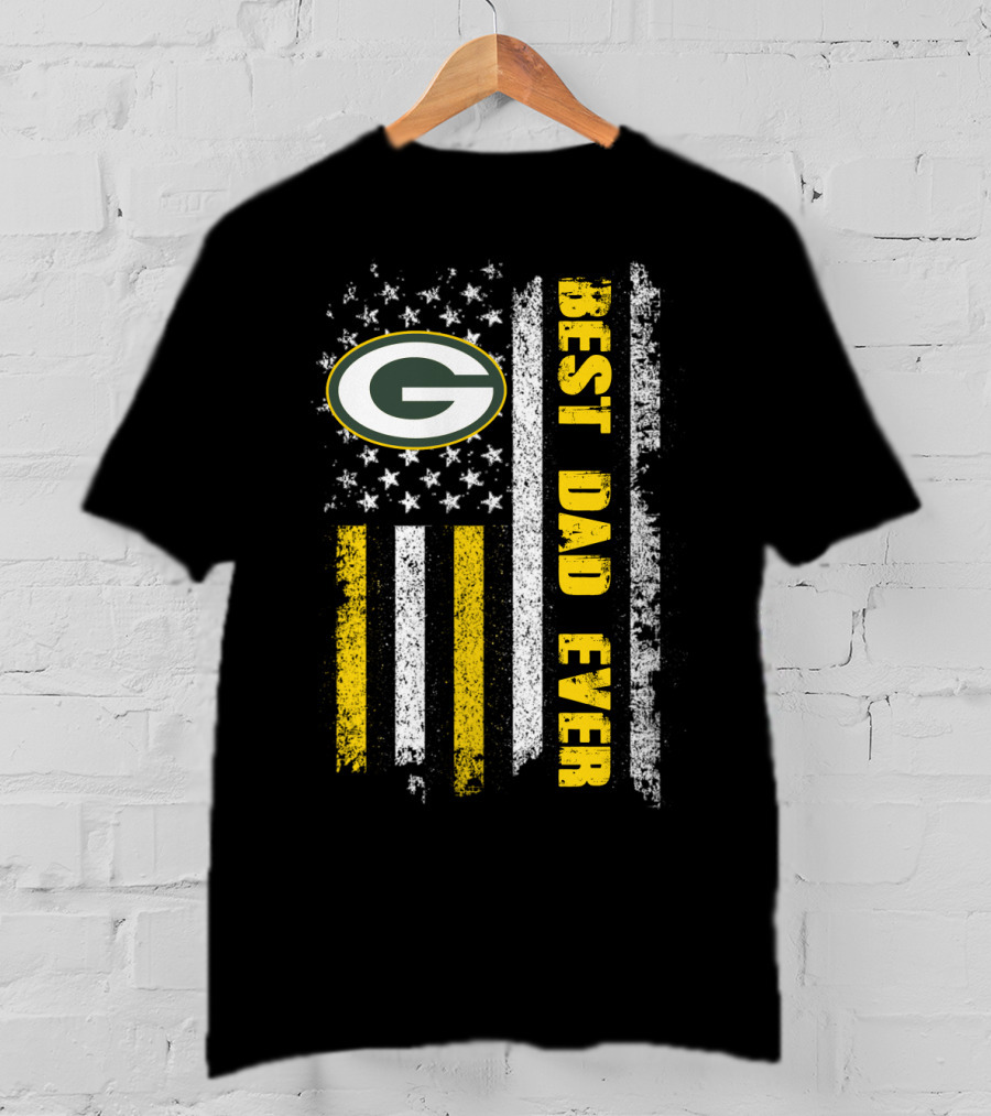 Green Bay Packers Best Dad Ever Vintage American Flag T-Shirt