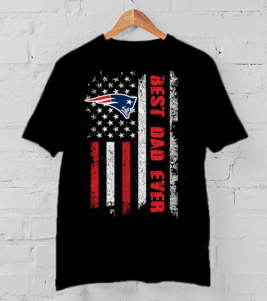 Best Dad Ever New England Patriots Usa Flag T-Shirt