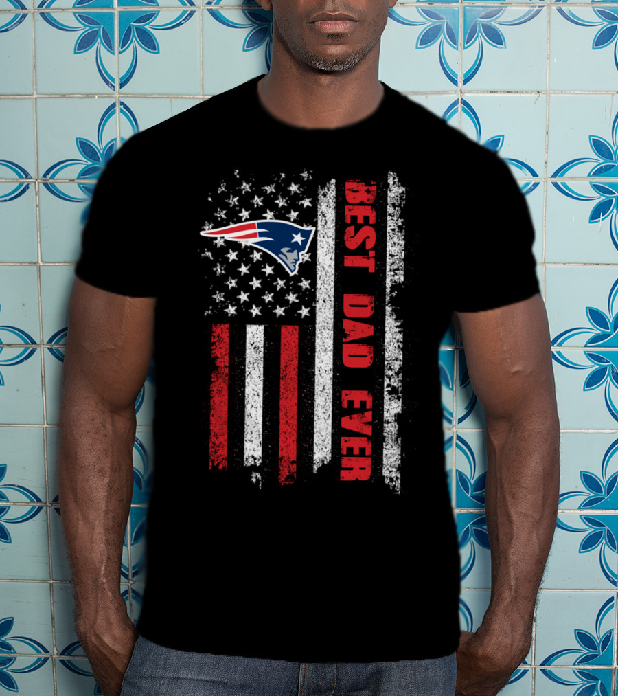 Best Dad Ever New England Patriots Usa Flag T-Shirt