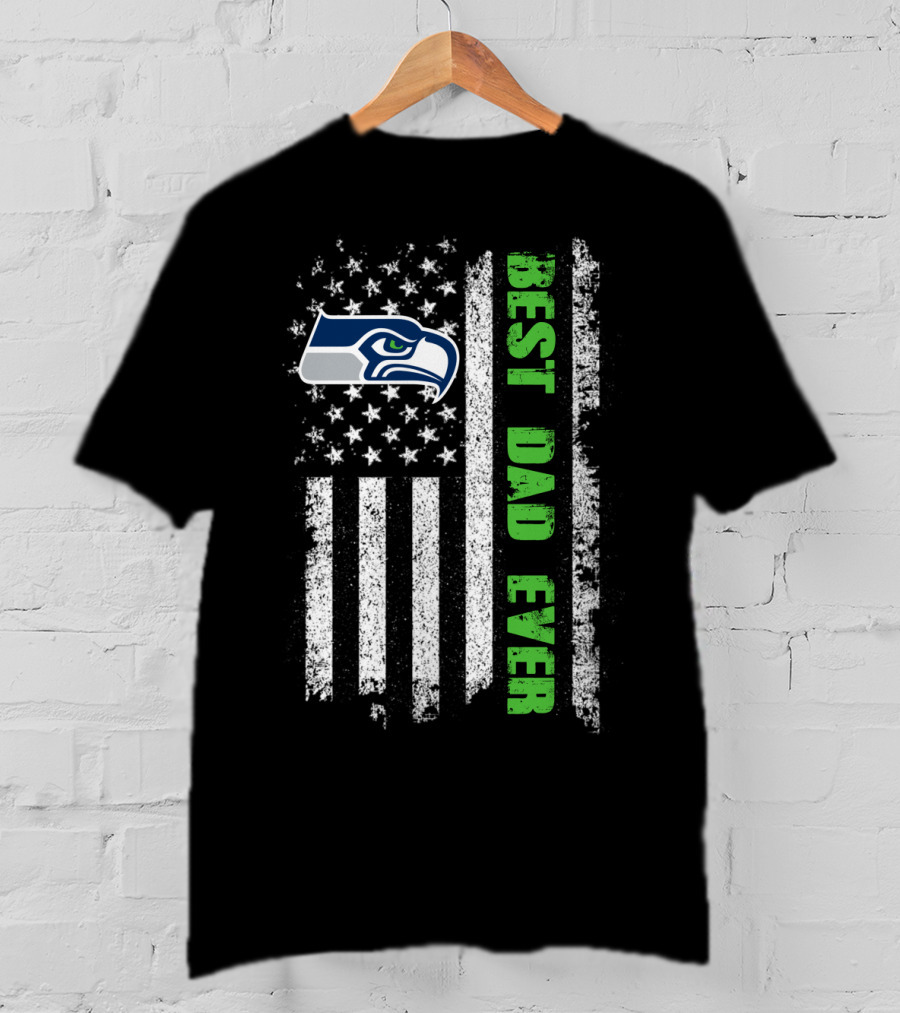 Seattle Seahawks Best Dad Ever American Flag T-Shirt