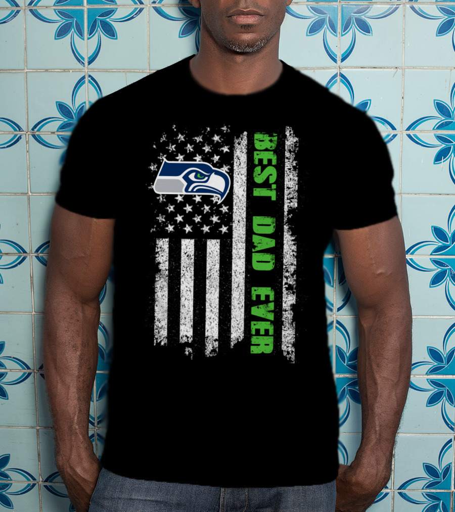 Seattle Seahawks Best Dad Ever American Flag T-Shirt