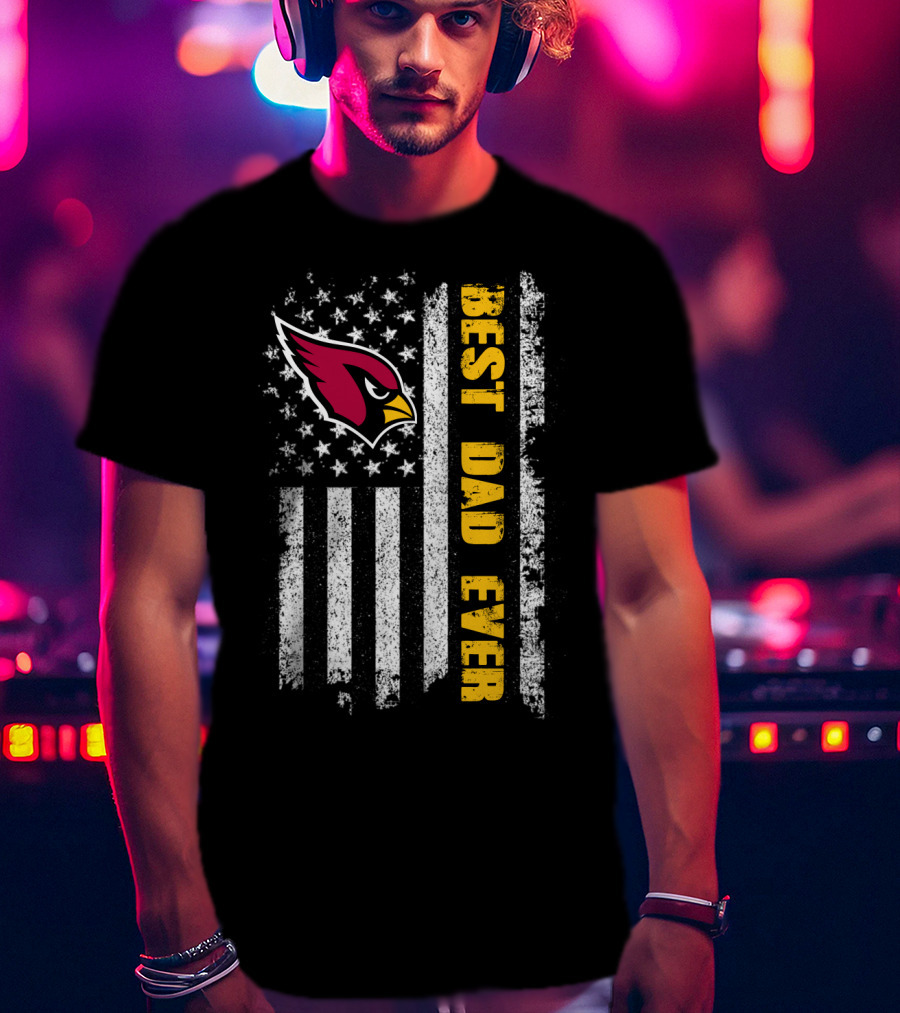 Evd 142 Best Dad Ever Arizona Cardinals American Flag T-Shirt