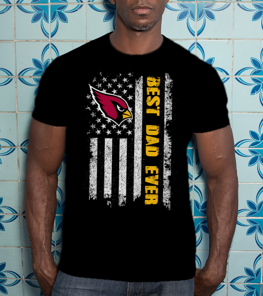 Evd 142 Best Dad Ever Arizona Cardinals American Flag T-Shirt