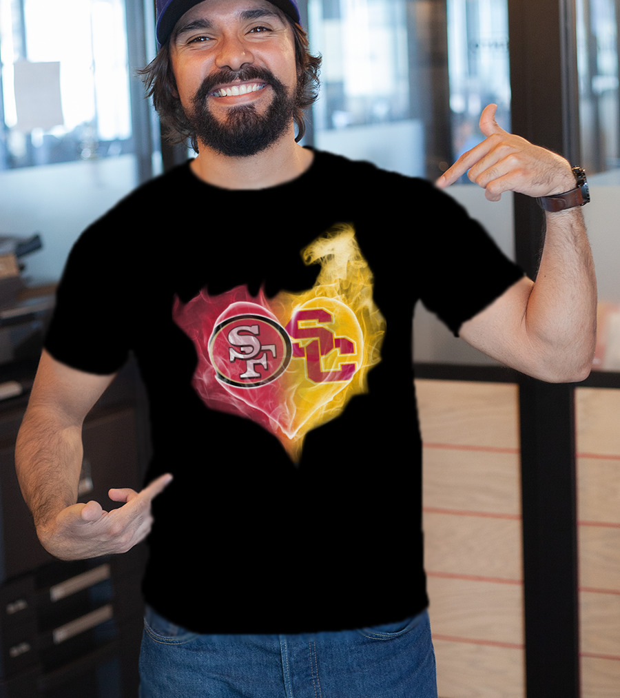 San Francisco 49ers And Usc Trojans Heart Fusion Ttk T-Shirt