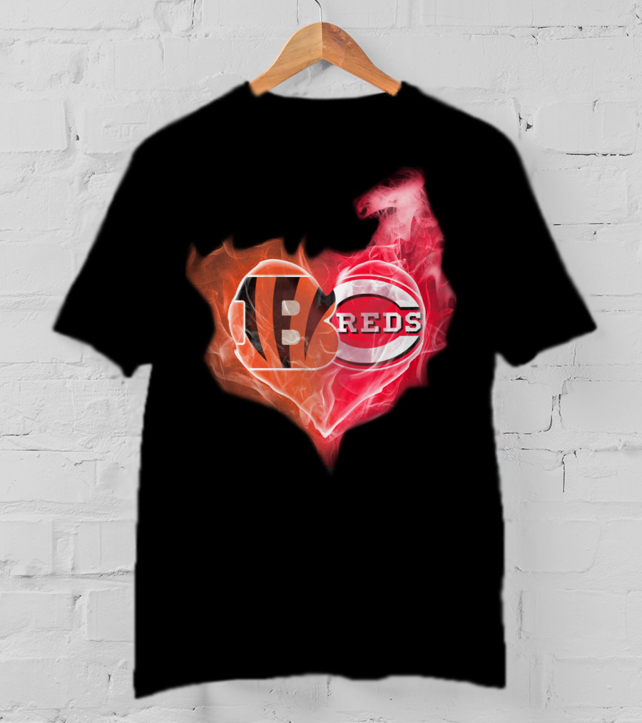 Cincinnati Bengals Reds Heart Logo T-Shirt