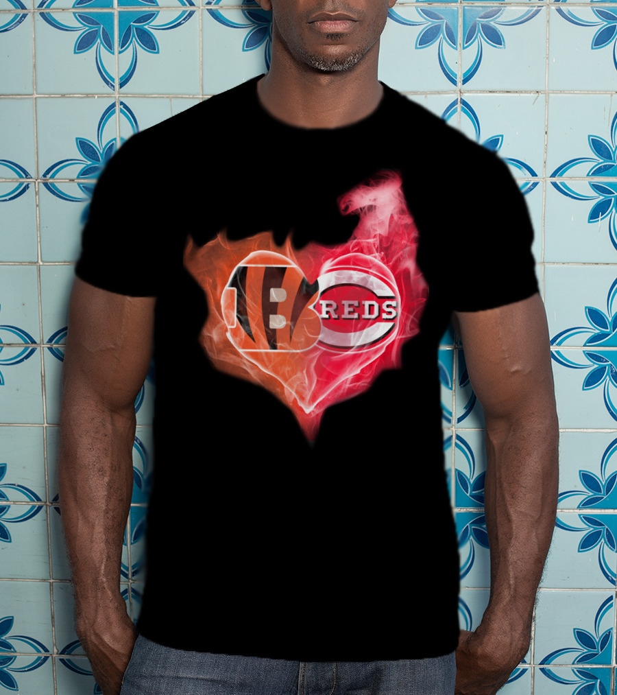 Cincinnati Bengals Reds Heart Logo T-Shirt