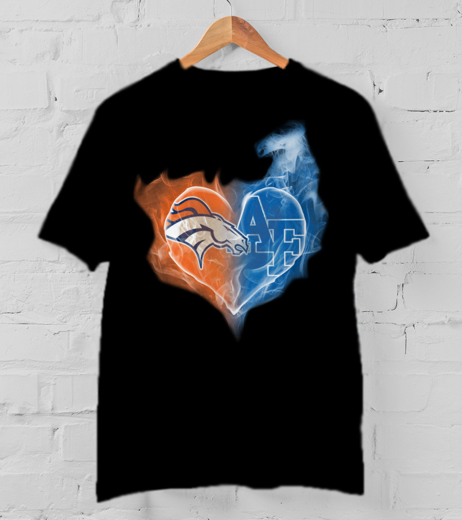Denver Broncos And Air Force Falcons Heart T-Shirt