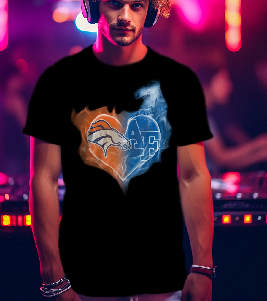 Denver Broncos And Air Force Falcons Heart T-Shirt