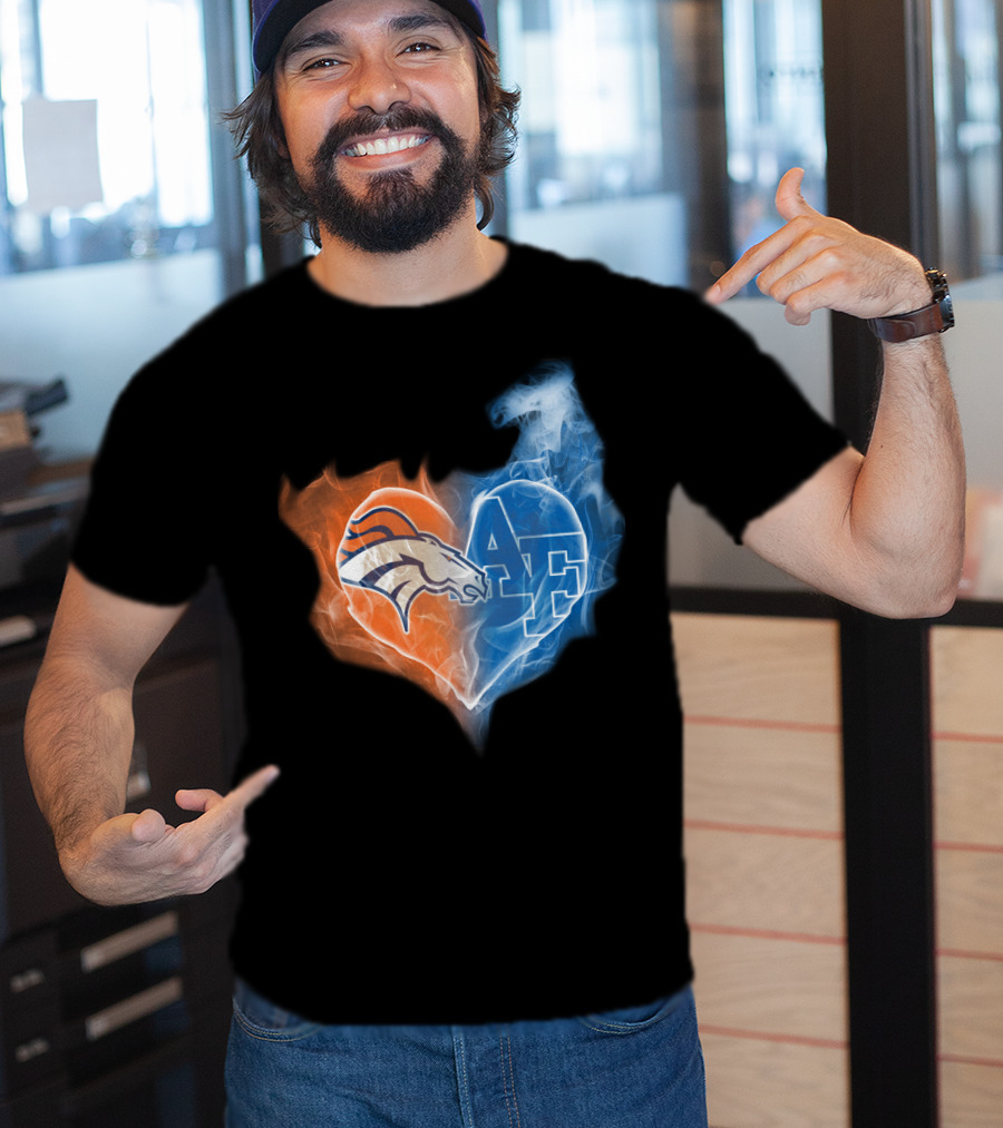 Denver Broncos And Air Force Falcons Heart T-Shirt