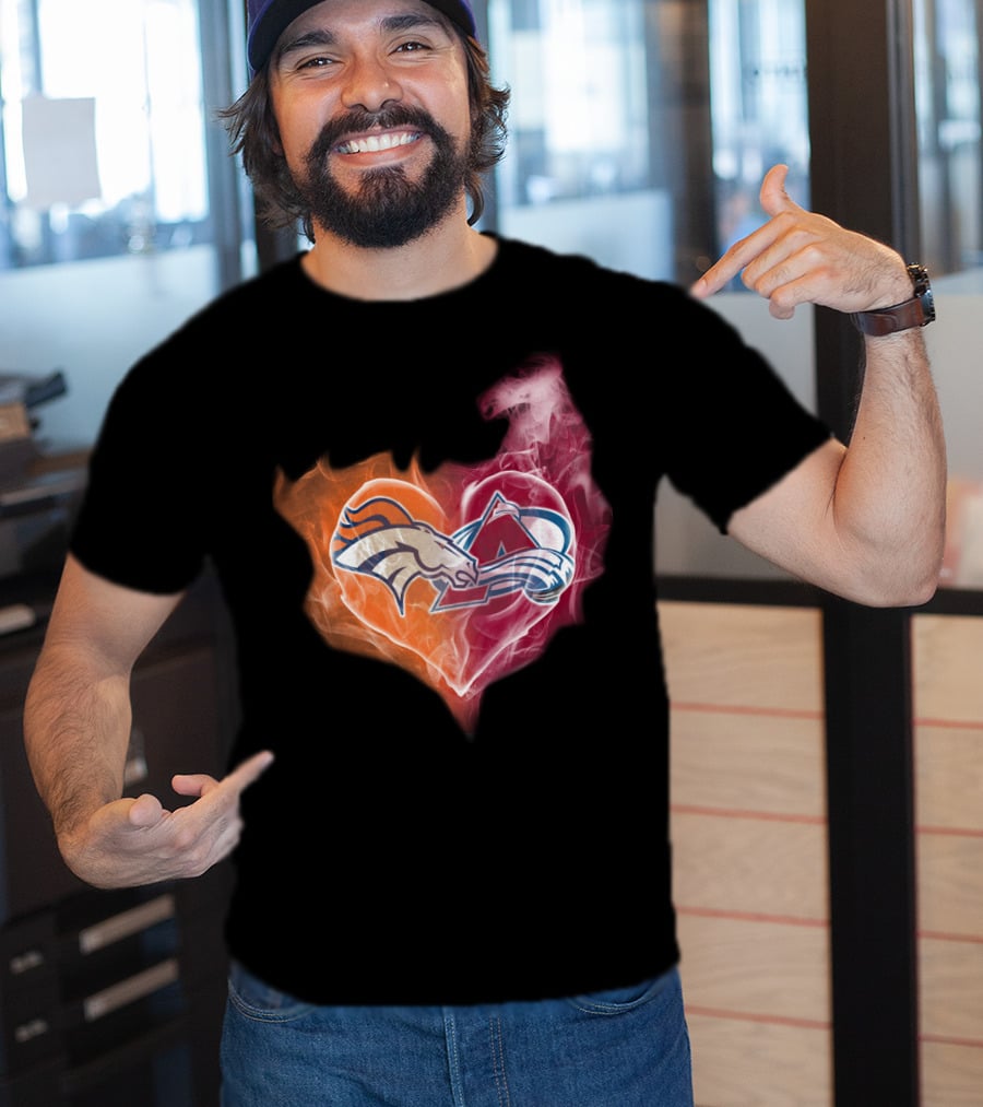 Broncos Avalanche Heart Smoke Emblem T-Shirt