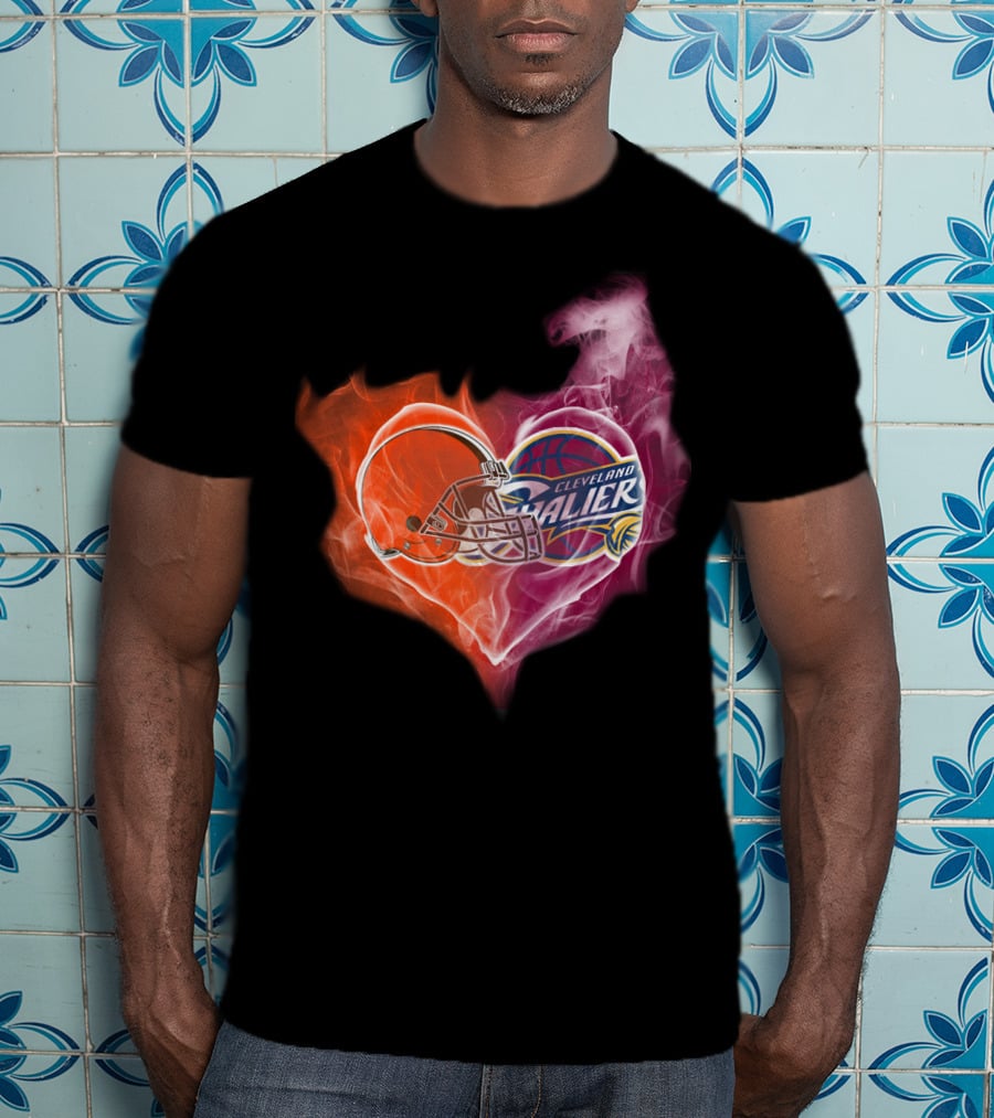 Cleveland Cavaliers Heart With Football Helmet T-Shirt