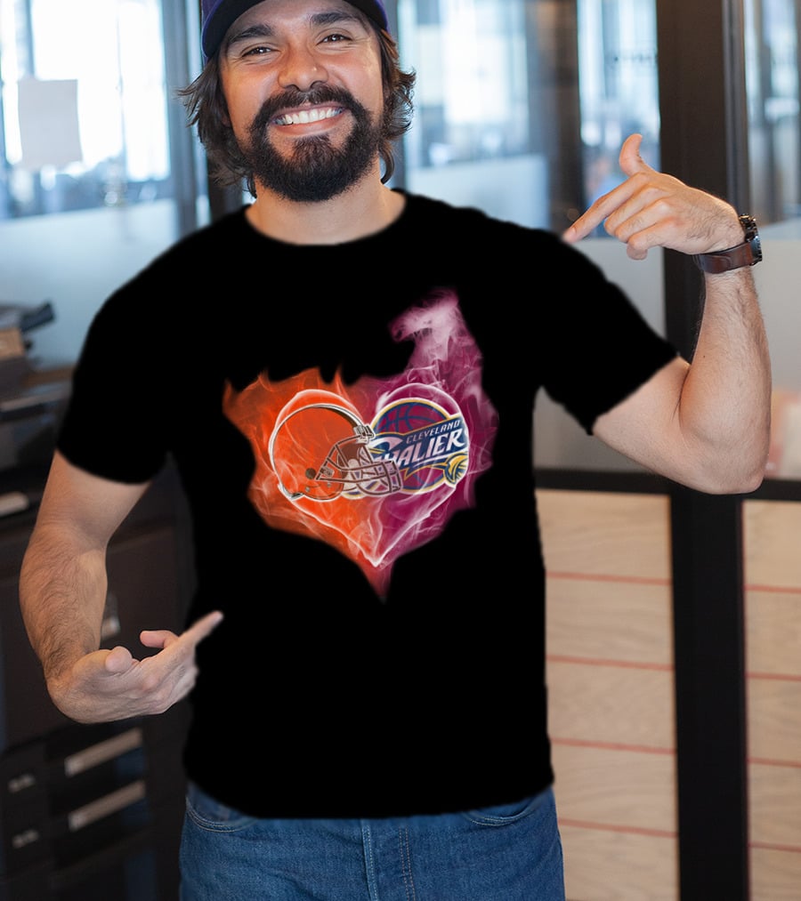 Cleveland Cavaliers Heart With Football Helmet T-Shirt