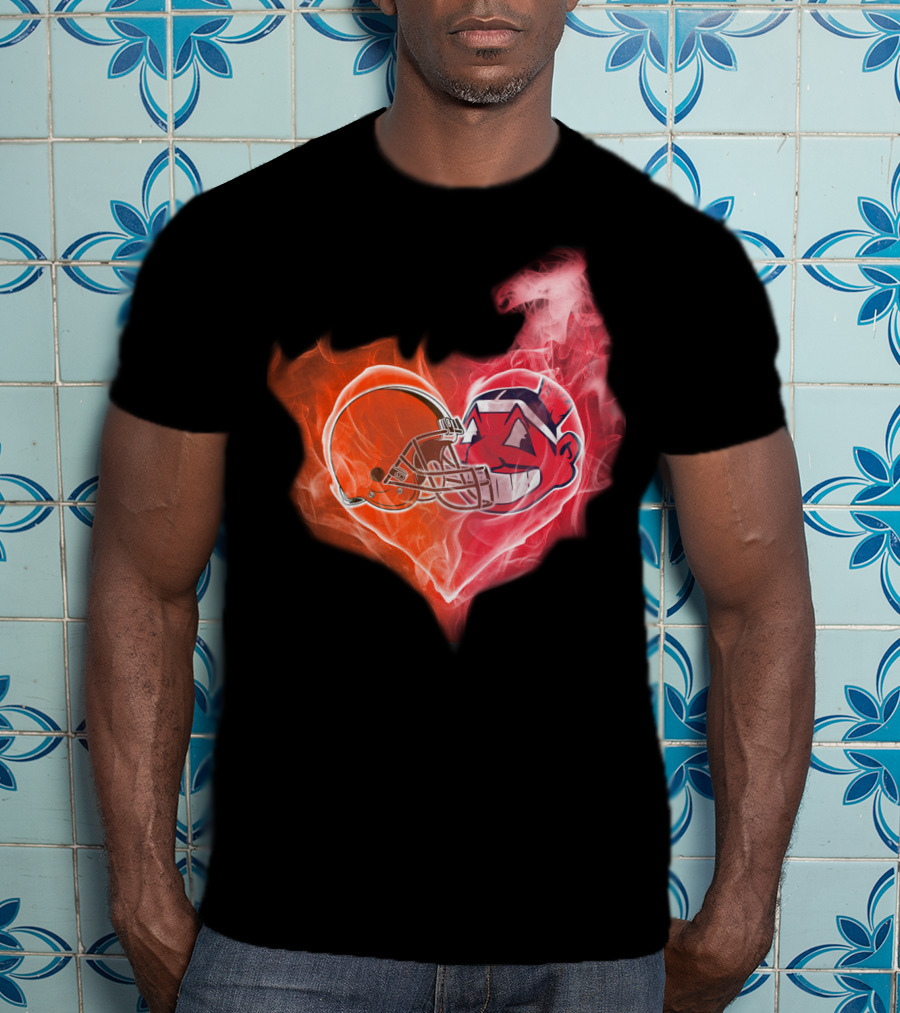 Heart Of Flames Football Helmet Cartoon Face T-Shirt