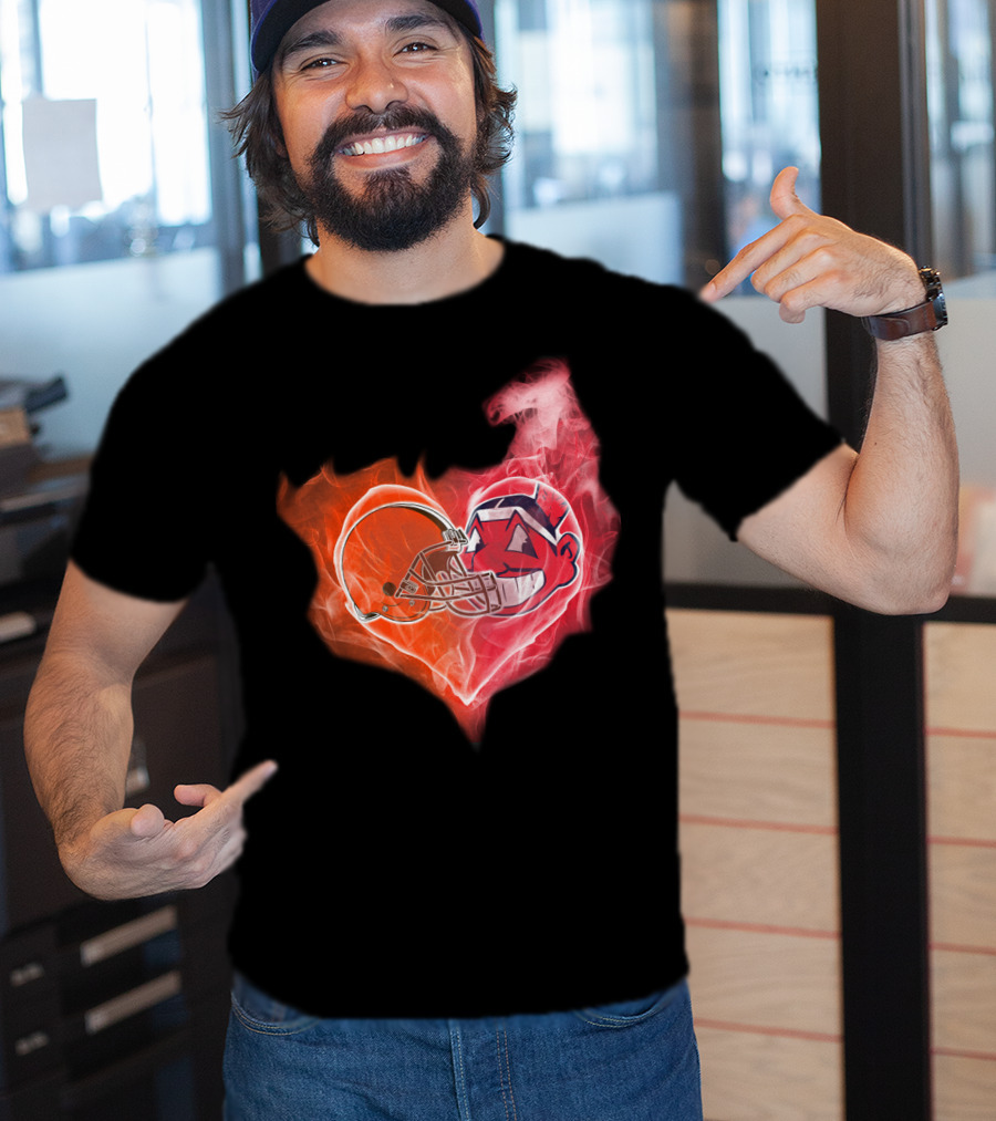 Heart Of Flames Football Helmet Cartoon Face T-Shirt