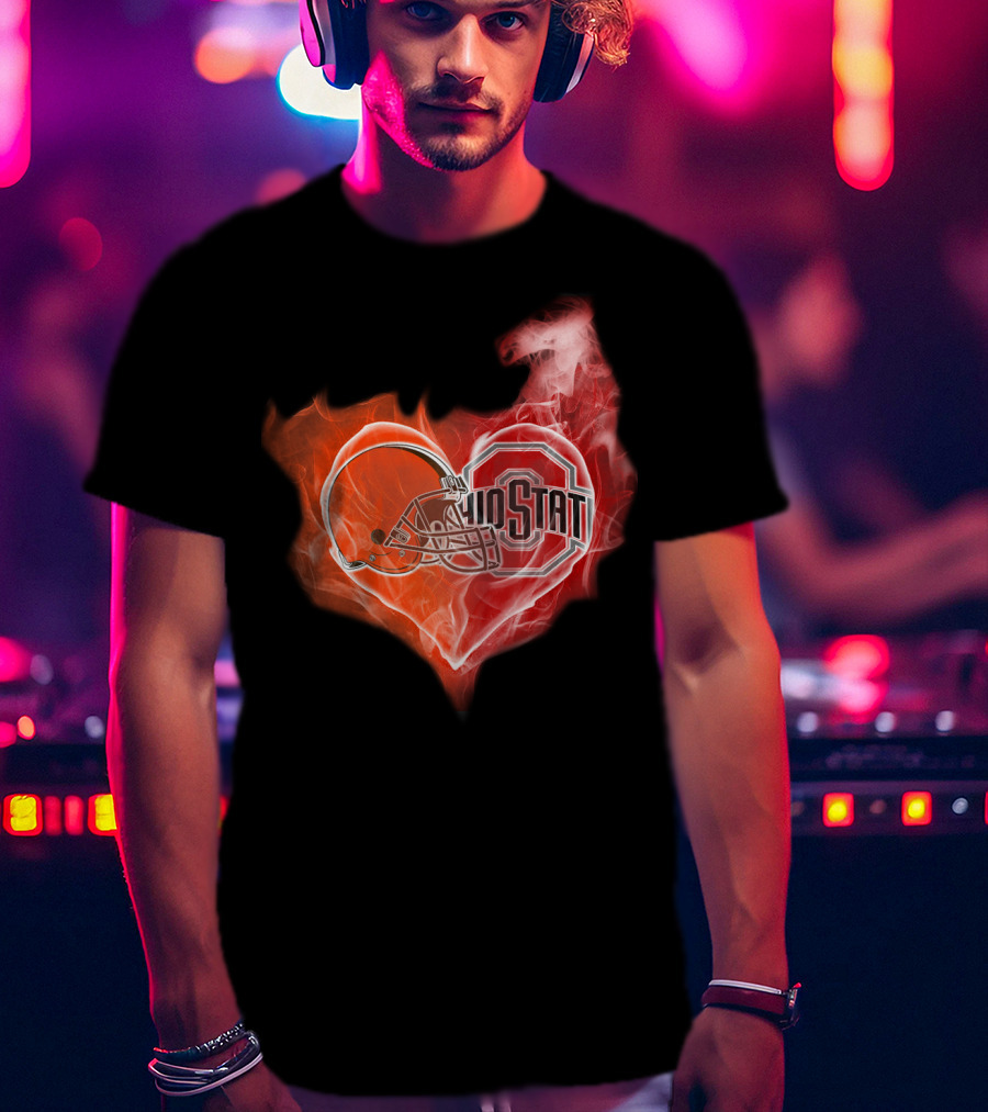 Ohio State Helmet Heart T-Shirt