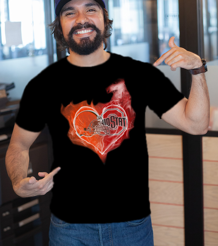 Ohio State Helmet Heart T-Shirt