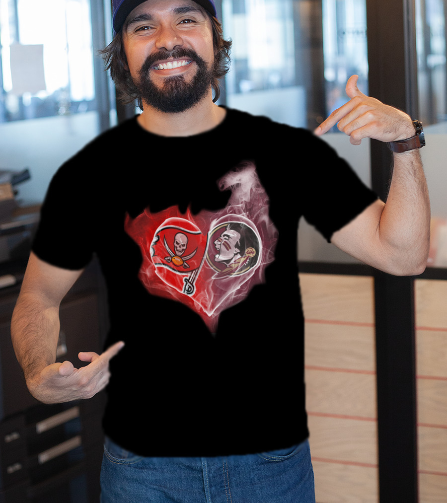Tampa Bay Buccaneers And Florida State Seminoles Heart T-Shirt