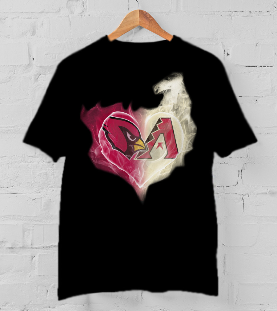 Arizona Cardinals Diamondbacks Smoke Heart T-Shirt