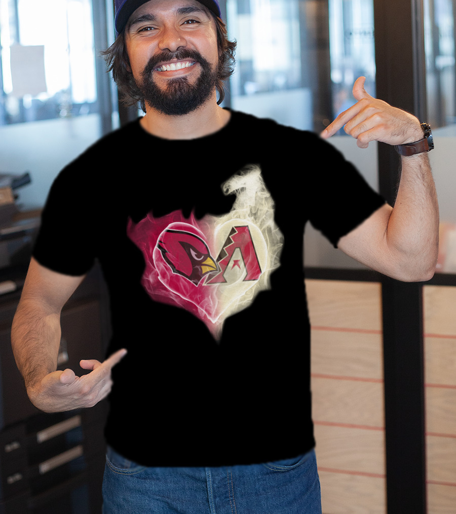 Arizona Cardinals Diamondbacks Smoke Heart T-Shirt