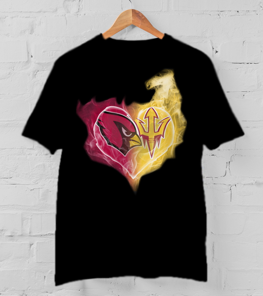 Arizona Cardinals Arizona State Sun Devils Heart Fusion T-Shirt