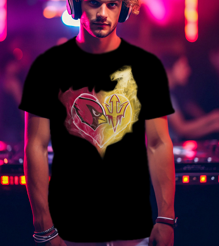 Arizona Cardinals Arizona State Sun Devils Heart Fusion T-Shirt