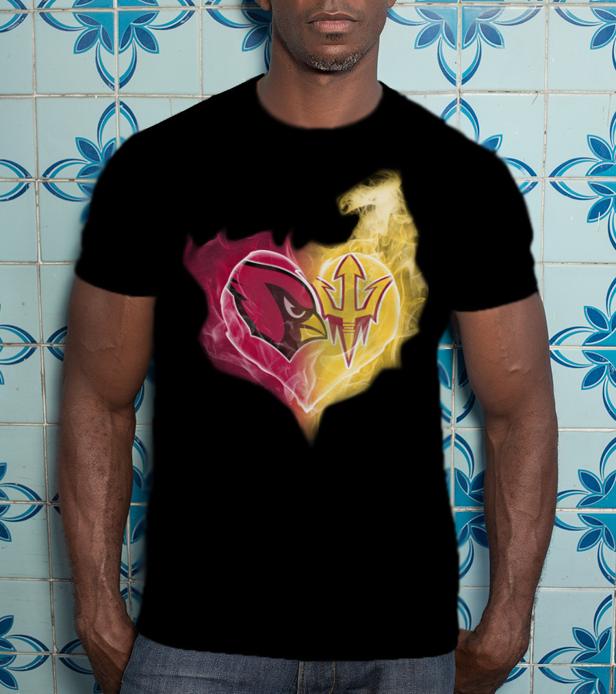 Arizona Cardinals Arizona State Sun Devils Heart Fusion T-Shirt