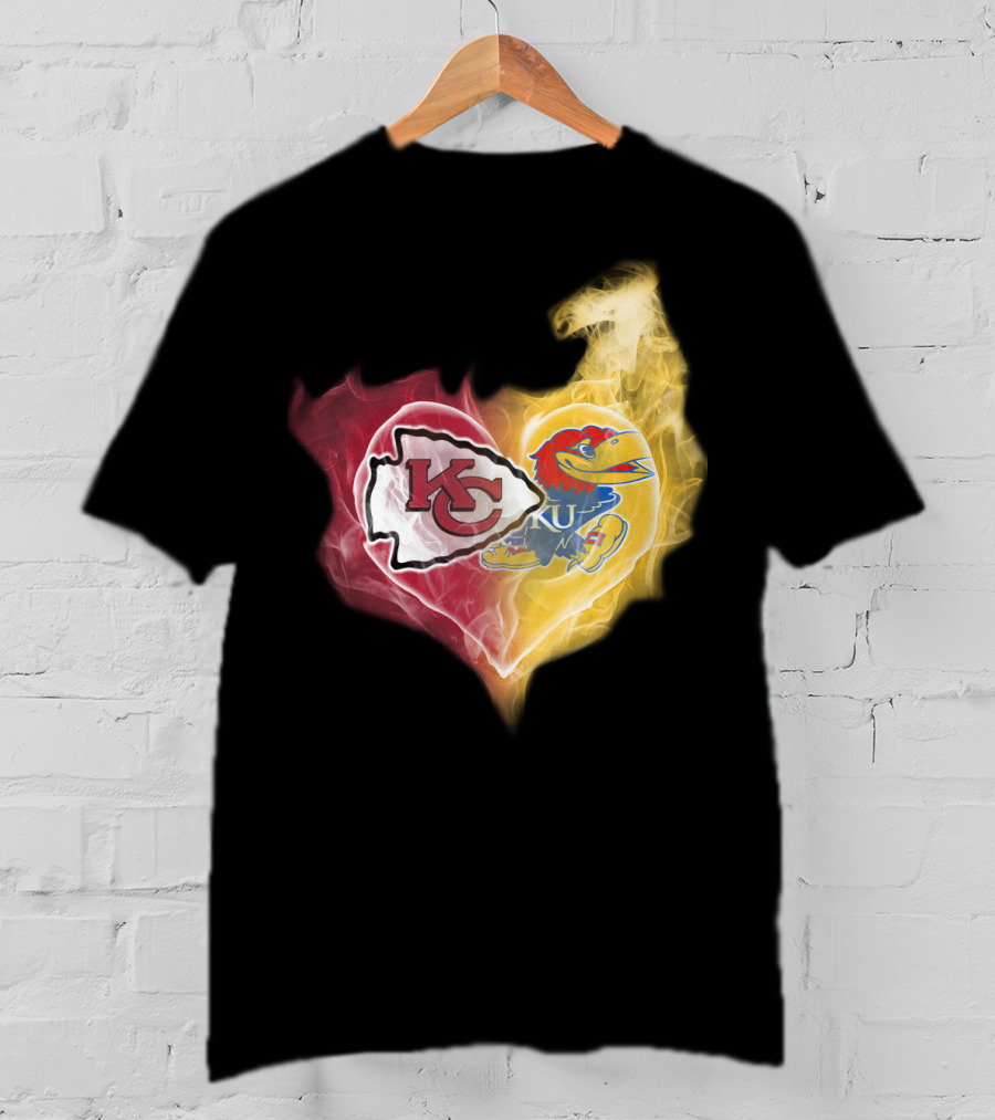 Kansas City Chiefs Ku Jayhawks Heart Smoke T-Shirt