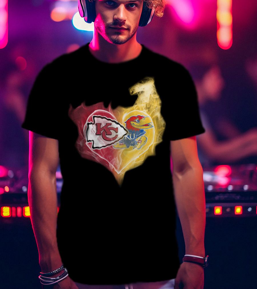 Kansas City Chiefs Ku Jayhawks Heart Smoke T-Shirt