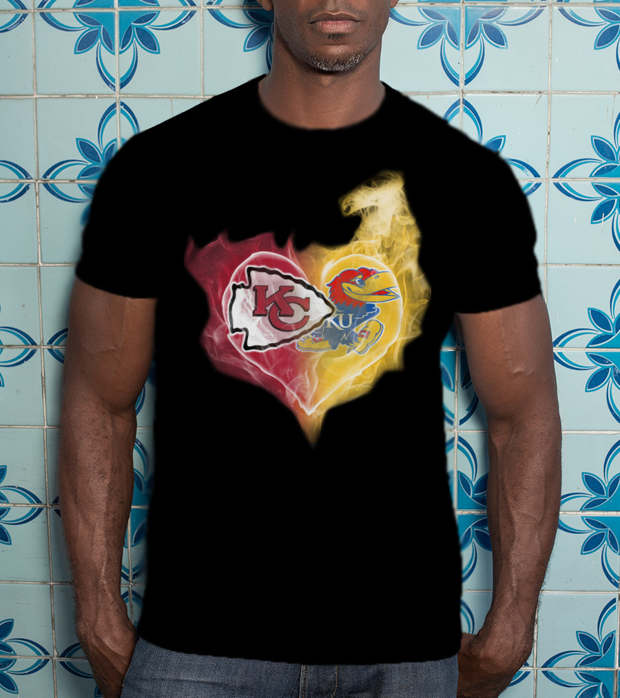 Kansas City Chiefs Ku Jayhawks Heart Smoke T-Shirt