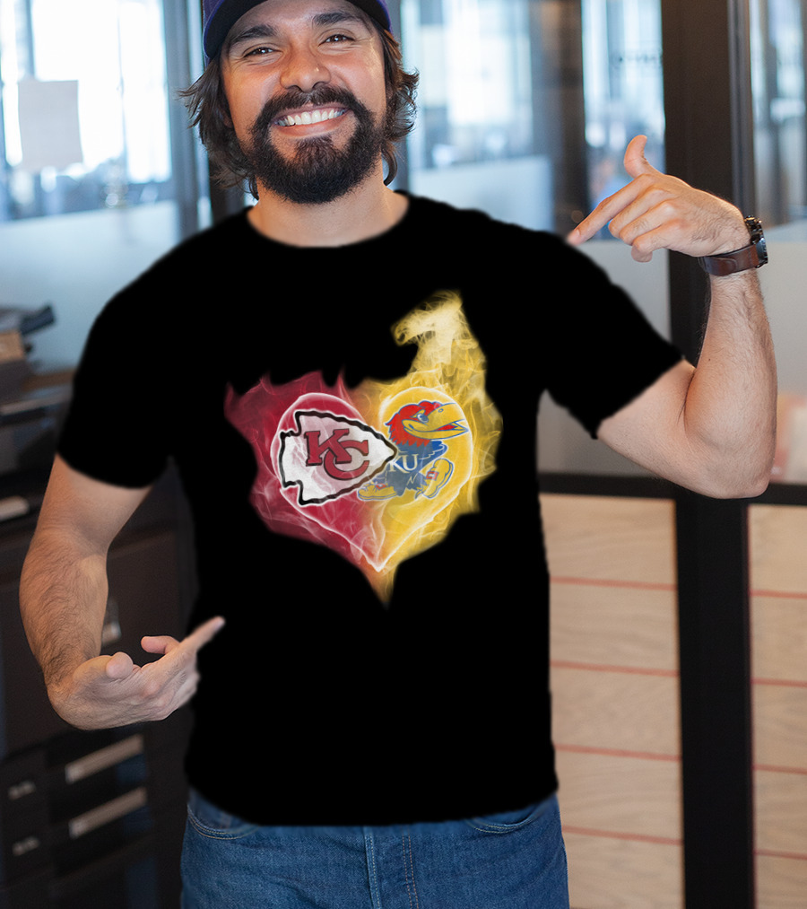 Kansas City Chiefs Ku Jayhawks Heart Smoke T-Shirt